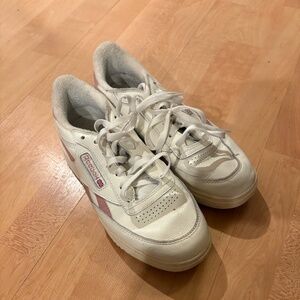 Women's Size 9.5 Reebok Pink and White Lifestyle Sneakers